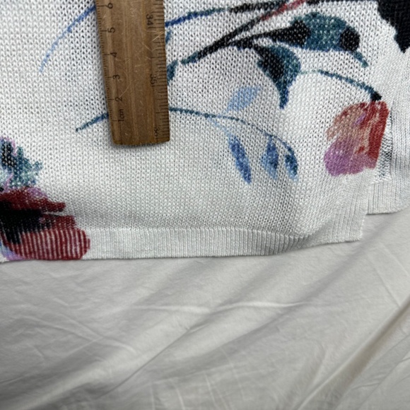 J. Jill Linen Blend White Floral Print Open Front Duster Cardigan‎ Size Small - Picture 10 of 10